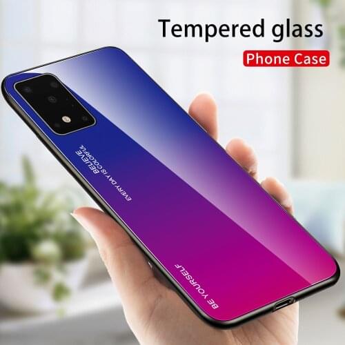 For Samsung Galaxy S20 Plus Case Hard Tempered Glass fashion Gradient Protective Back Cover case For samsung s20 ultra s20plus