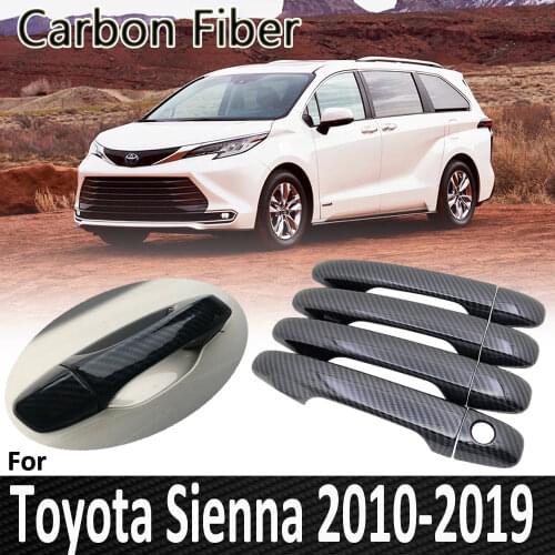 Black Carbon Fiber for Toyota Sienna XL30 30 2010 2011 2012 2013 2014 2015 2017 2018 2019 Door Handle Cover Car Accessories