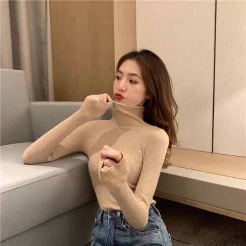 Turtleneck Winter Pullovers Sweaters Women knitted Full Sleeve Simple Base Solid Pullover Sweater Female Everyday Clothing