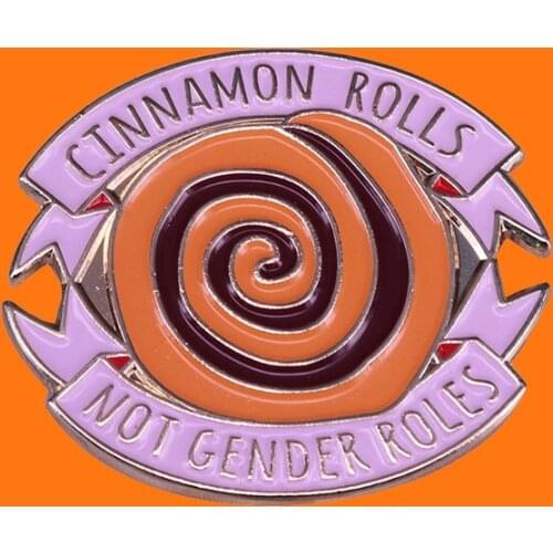 Cinnamon Rolls Nor Gender Roles Enamel Pins Funny Metal Cartoon Brooch Hat Bag Collar Lapel Badge Men Women Fashion Jewelry Gift