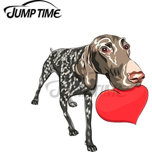 JumpTime 13 x 4.6cm Kurzhaar With Red Heart Funny Car Stickers Personality JDM Decal Car Door Laptop Waterproof Scratch-Proof