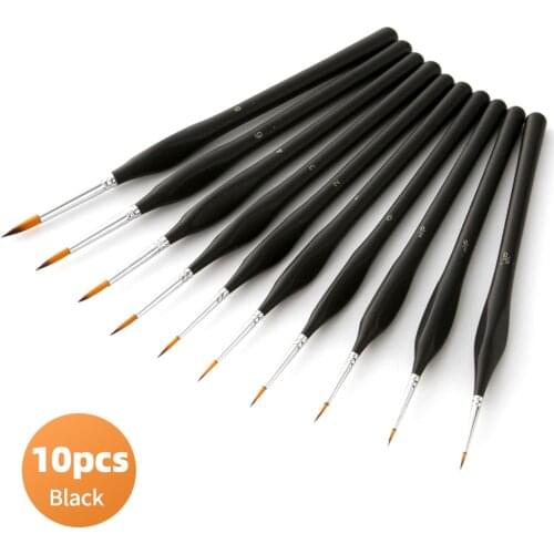 6/10pcs Detail Paint Brushes Set Professional Miniature Artist Painting Brushes Nylon Hair Ergonomic Wooden Handle Paintbrush