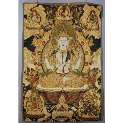 Chinese Antique collection the Thangka embroidery the Goddess of mercy diagram