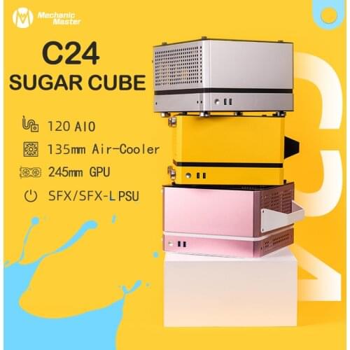 【Mechanic Master】C24- Small Cube Sugar Standard Panel Version Portable Mini Desktop Chassis ITXcomputer Case with Tempered Glass