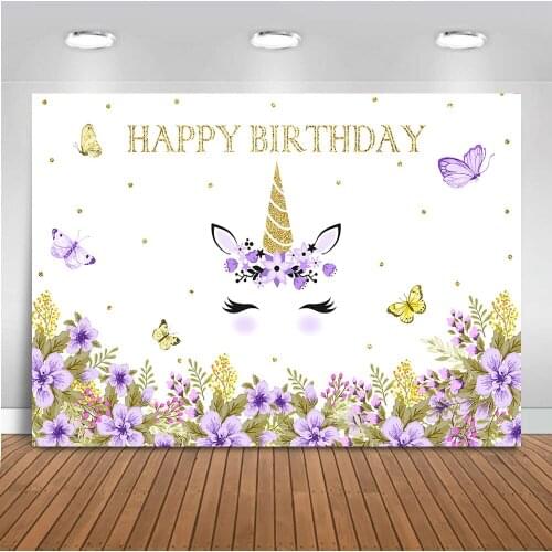 MOCSIKA Unicorn theme backdrop for photography happy birthday photo background spring flower backdrops studio printed 518