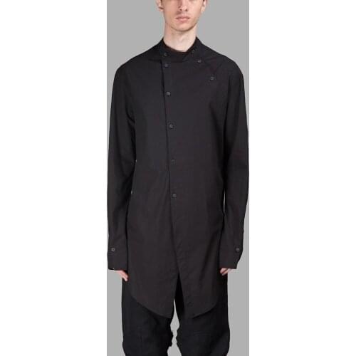 Clothing Mens fashion Hair Stylist loose and comfortable Medium length solid color long sleeve shirt