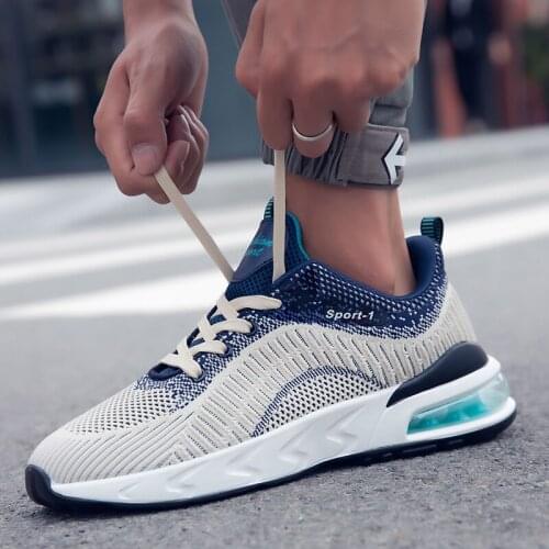 Men Sneakers 2021 Air Cushion Running Shoes Mesh Breathable Jogging Athletic Shoes Outdoor Light Lace Up Training Footwear Big