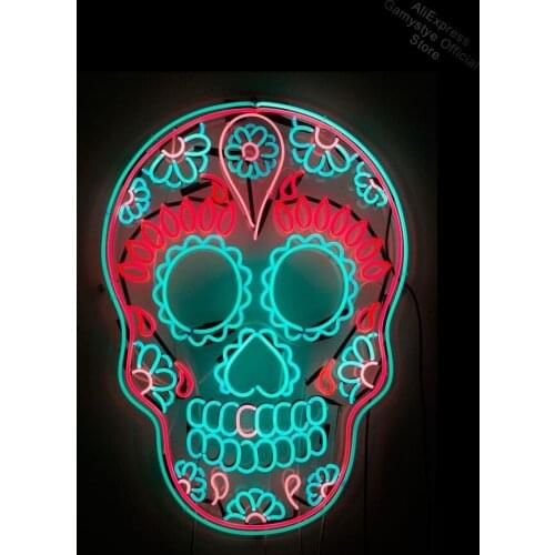 Neon Signs for colorful skull Neon bulbs Sign neon light sign Decorate tattoo room Light Sign Metal Signs Garage neon sign board