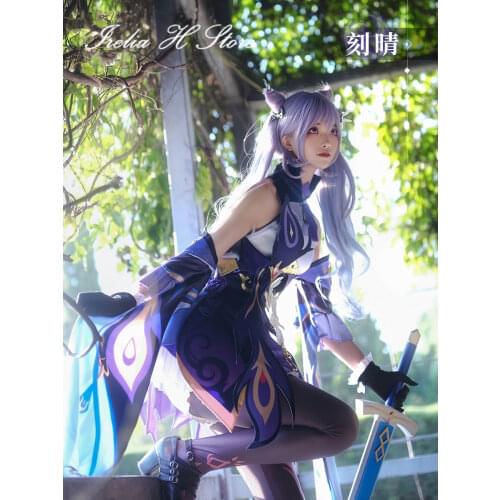 New Game Cosplays Genshin Impact Keqing Cosplay Costume Halloween costumes dress female