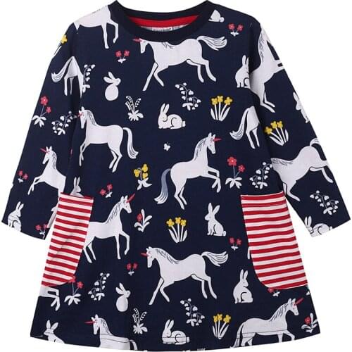 Fall New Navy Blue Kids Girls T Shirt Sporty with White Animal Print for Age 2 3 4 5 6 7 Years Old 2021 Children Outfit