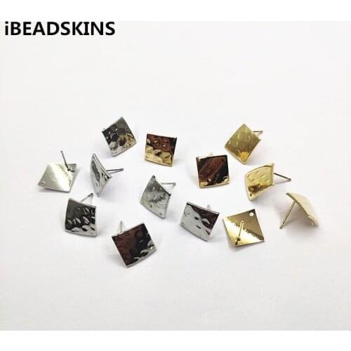 New arrival! 12mm 100pcs/lot Copper Rhombus shape earrings Studs for Necklace,Earrings parts,hand Made Jewelry DIY