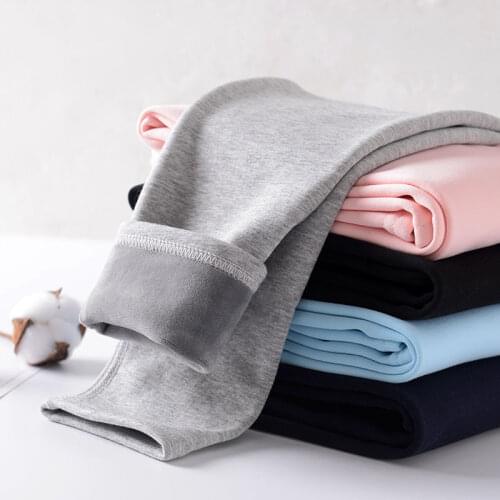 2021 Autumn Winter Baby Boys Girls Plus Velvet Leggings Kids Thicken Warm Elastic Waist Cotton Pants Children Girls Legging W333