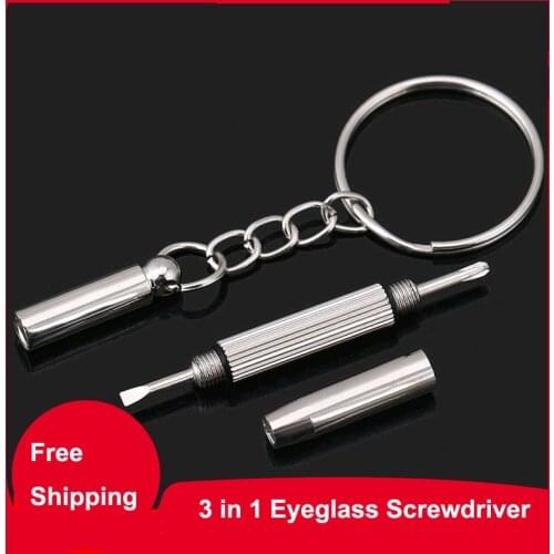 3 in 1 Eyeglass Screwdriver Keychain Screwdriver Eyeglass Sunglasses Watch Multifunctional Portable Repair Kit Tool