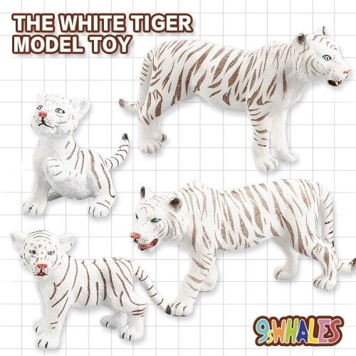 Realistic The Forests Animals White Tiger Model Educational Fidget Toy PVC Scene Design Simulation figurine Decoration Gift