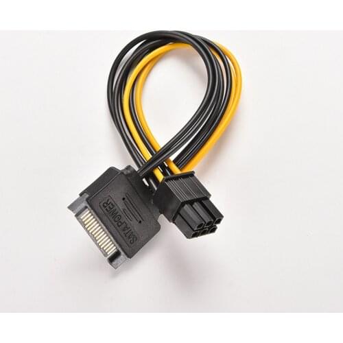 SATA 15 Pin Male to 6 Pin PCI-Express PCI-E Card Power Adapter Cable 20cm