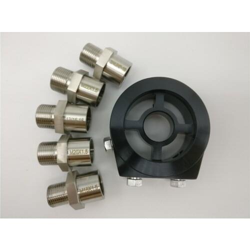 Oil filter sandwich Plate for oil pressure sensor oil temperature sender with 5pieces stainless steel connectors adaptors