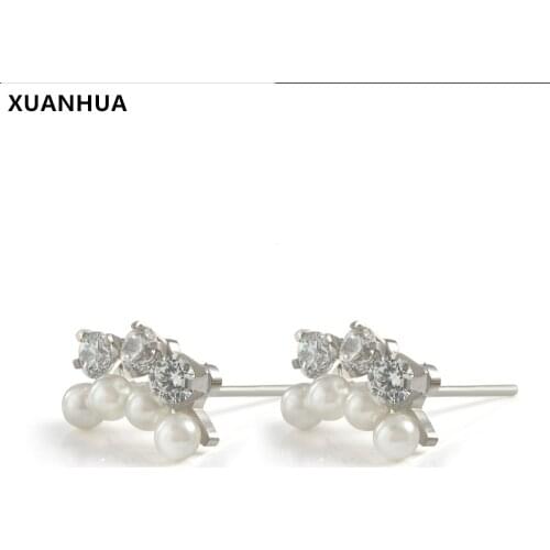 XUANHUA Fashion Earrings 2019 Stud Earrings For Women Jewelry Brincos Pearl Earrings With Stones Gifts For Women Fashion Jewelry