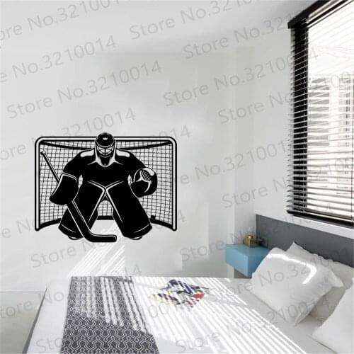 Sports Wall Stickers Man Cave Art Decor Ice Hockey Goalkeeper Player Vinyl Wall Decal Home Decoration For Living Room PW583
