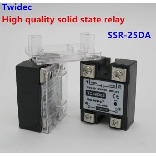High-quality Single Phase Solid State Relay SSR-25DA Module 3-32V DC To 24-480V AC SSR-25 DA SSR 25A Plastic Cover Case Factory