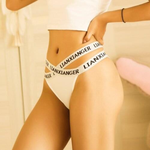 Womens Sexy Letter Crossed Ribbon Ice Silk Underwear Traceless Low Waist Briefs Girls' Breathable Nylon Cotton Ladies G-String