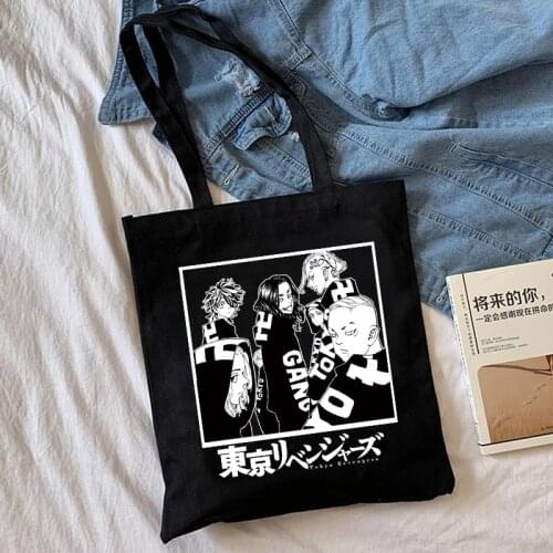 Manga Tokyo Revengers Shopping Bag Graphic Tote Gothic Shopper Bag Women Canvas Shoulder Bag Female Ulzzang Eco Large-capacity