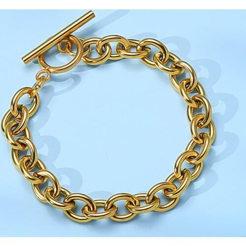 8mm Bracelet Stainless Steel Toggle Bracelets For Women Gold/Silver Color Metal Heavy Duty Chain Toggle Clasps Bracelet Female