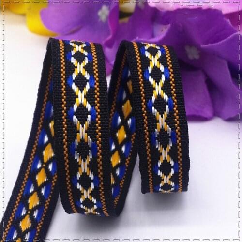 1 meter/lot) 10mm Printed Geometric Retro Silk Design Embroidery Webbing Handmade Accessories DIY Decoration Material Supplies