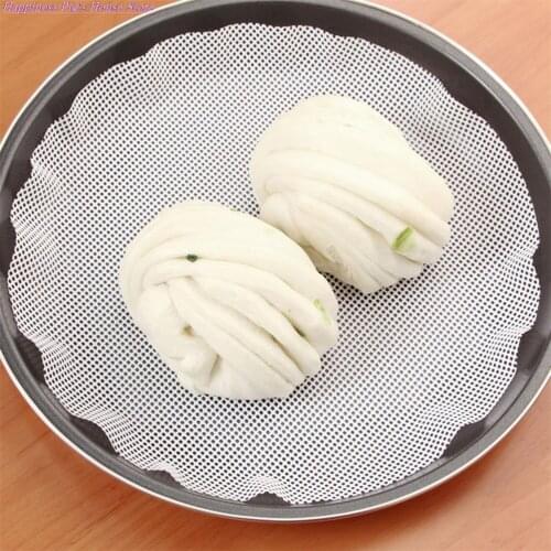 1pc Non-Stick White Round Silicone Dumplings Steamer Pad Steamed 6 Sizes Buns Baking Mesh Cooking Pastry Case Mat
