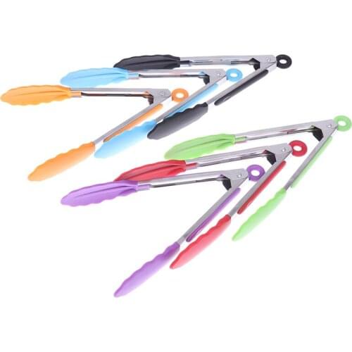1pc Heat-Resistant Food Tong Creative Non-Slip Silicone Bread Tong Serving Tong Kitchen Tools BBQ Tools Accessories