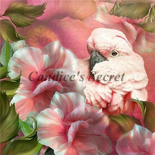 2016 Needlework Square Embroidery Diy Diamond Painting Drill Rhinestone Pink Parrot And Flower Full Paste Pattern Decor Painting