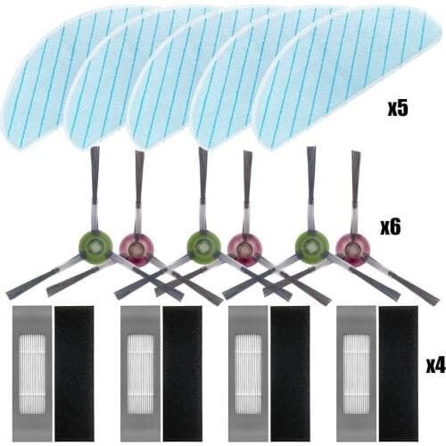 4*Filters 5*Mop Cloths 6*Side Brushes For ECOVACS Deebot T9 AIVI T9PRO With Side Brush Mop Cloth Filter