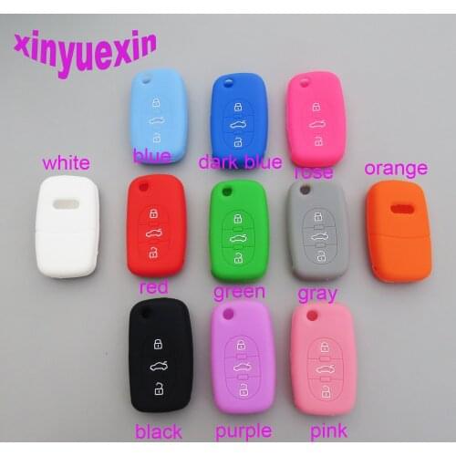 50PCS Xinyuexin For Audi Silicone Car Key Cover FOB Case For Audi A2 A3 A4 A6 A8 TT Flip Remote Key Jacket Wallet Car-stying