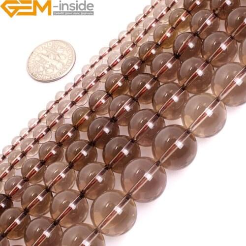 AAA Grade Natural Round Grey Smoky Quartzs Semi Precious Stone DIY Beads For Jewlery Making Strand 15inch 4mm-14mm