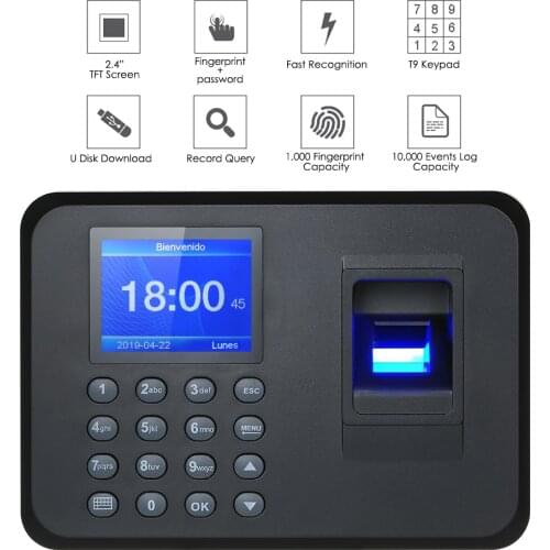 Biometric Attendance System USB Fingerprint Reader Clock Employee Control Machine Electronic Device Spanish English Portuguese