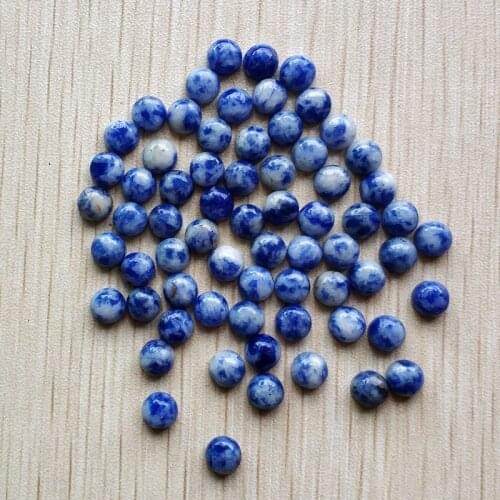 Wholesale 50pcs/lot fashion good quality natural sodalite stone round cab cabochon 6mm beads for jewelry making 6mm free