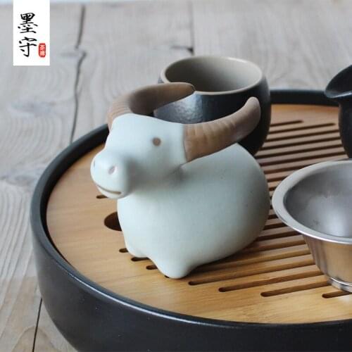 Animal tea, pet cattle, boutique ornament, creative ceramic, stainless steel, teapot rack, tea strainer, tea set accessories