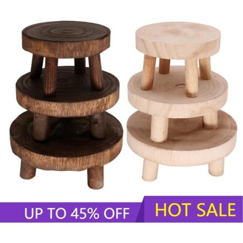 Wooden Plant Stand Long Bench High Stool Flower Pot Base Holder Stool for Indoor Outdoor Balcony Succulent Round Flower Shelf