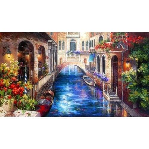 GLymg 5d Diamond Painting Diy Diamond Embroidery Painting Embroidery Canal Venice Handicrafts Diamond Wall Arts Decor