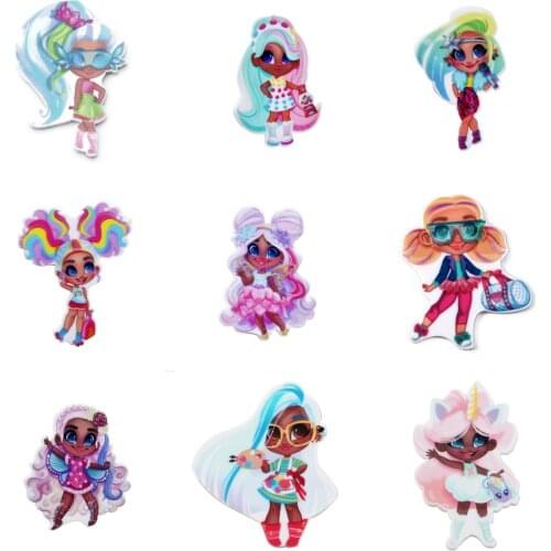 Hairdorables Girl Flat Back Planar Resin Cabochon DIY Acrylic Ear Studs Accessories DIY Mobile Phone Case Headband,5Yc19715