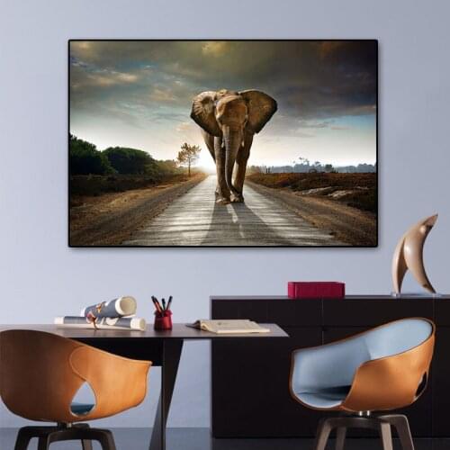 Africa Elephant Animal Landscape Oil Painting on Canvas Pop Art Poster and Print Abstract Art Wall Picture for Living Room Decor