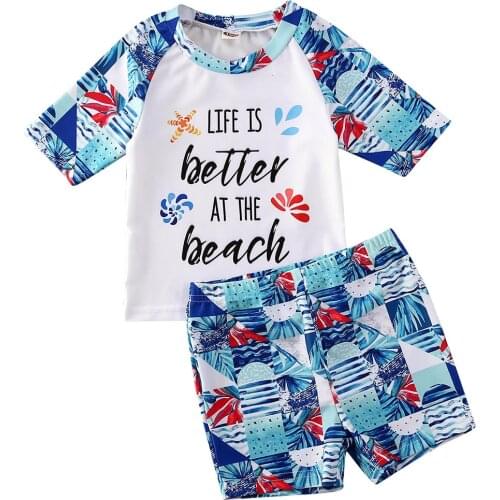 2pcs Toddler Baby Boy Kid Summer Clothing Swimsuit Bathing Tankini Bikini Set Swimwear Beachwear 2021