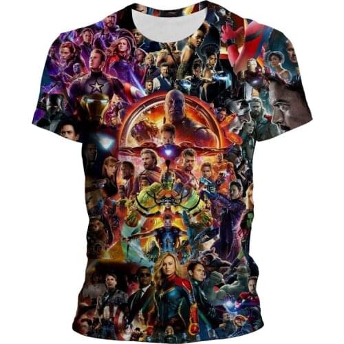2021 Fashion New Marvel T Shirt Summer Men Short Sleeve Cartoon The Avengers Superhero 3D T-shirts Retro Mens Loose T-shirts