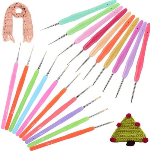 Imzay Crochet Hooks Set Soft Grip Crochet Needle Large Eye Blunt Needles Crochet Hooks Knitting Kit Needle Set Weave Craft Tools