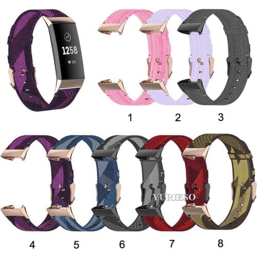 Nylon Denim Watchband Strap for Fitbit Charge 4/ 4SE/ 3/ 3SE Smart Watch Universal Wristband Watch Strap Bracelet Repair Part