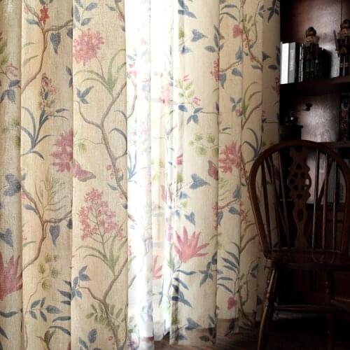 NEW American style curtain printed cotton linen curtain for living room bedroom wave window curtain home decoration curtain yarn