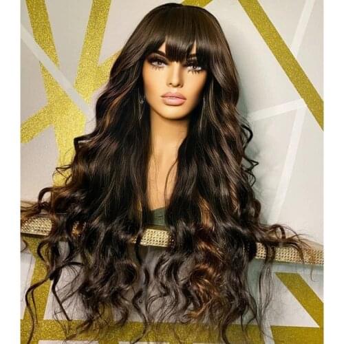 Remy 150% Ombre Human Hair Wigs With Bangs 1B/30 Highlight 13*4 Lace Front Human Hair Wigs Lace Wigs Wavy Hair Fast Shipping