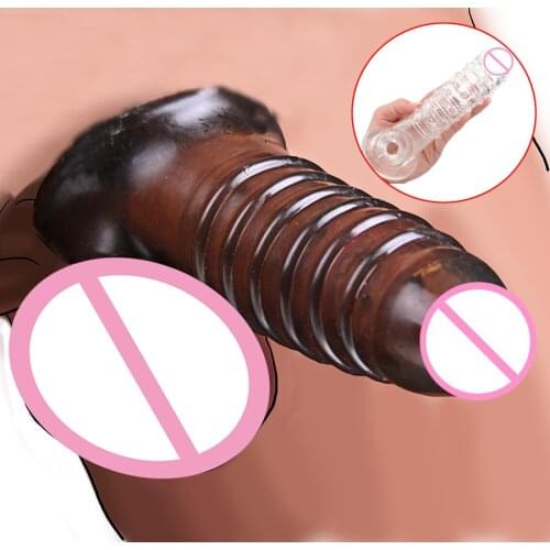 Penis Enlargement Condoms,Ribbed Reusable Penis Sleeve,Cock Sheath Girth Extender,Delay Ejaculation Penis Rings Sex Toys For Men