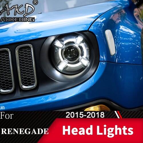 Head Lamp For Car Jeep Renegade 2015-2018 Headlights Fog Lights Day Running Light DRL H7 LED Bi Xenon Bulb Car Accessory