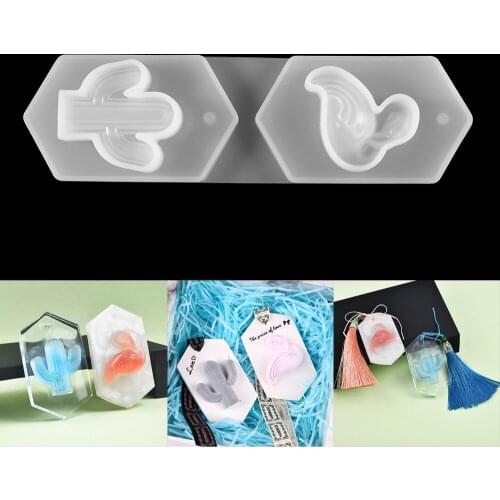 Animal Cactus Pendant Liquid Silicone Mold Fondant Cake Decoration Epoxy Resin Mold For DIY UV Jewelry Making Accessories Tool