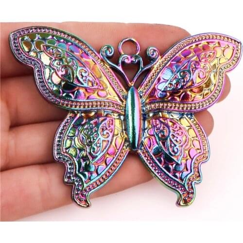 10pcs Rainbow Color Alloy Big Butterfly Pendant Charms for Necklace DIY Butterflies Making Jewelry Accessories Women Girl gifts